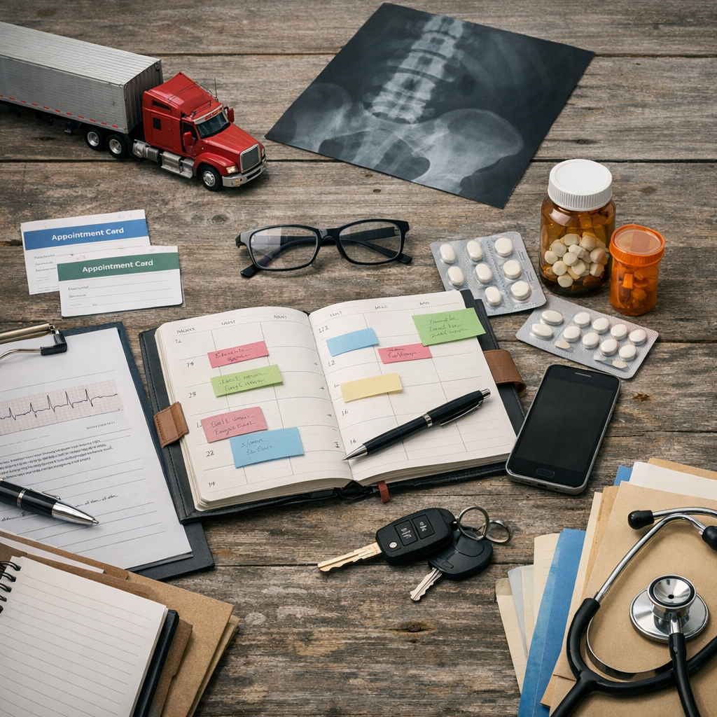 managing multiple doctors recovery illustration for Effortlessly Navigate Recovery: Managing Multiple Doctors After Truck Inj