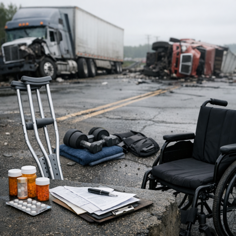 recovery challenges truck illustration for Recovery Challenges: Common Hurdles After Truck Accidents