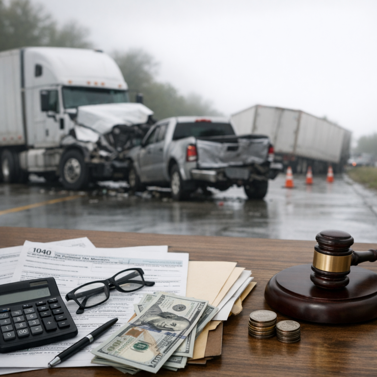 taxes truck accident settlement illustration for How Settlement Taxes Work in Truck Accident Cases
