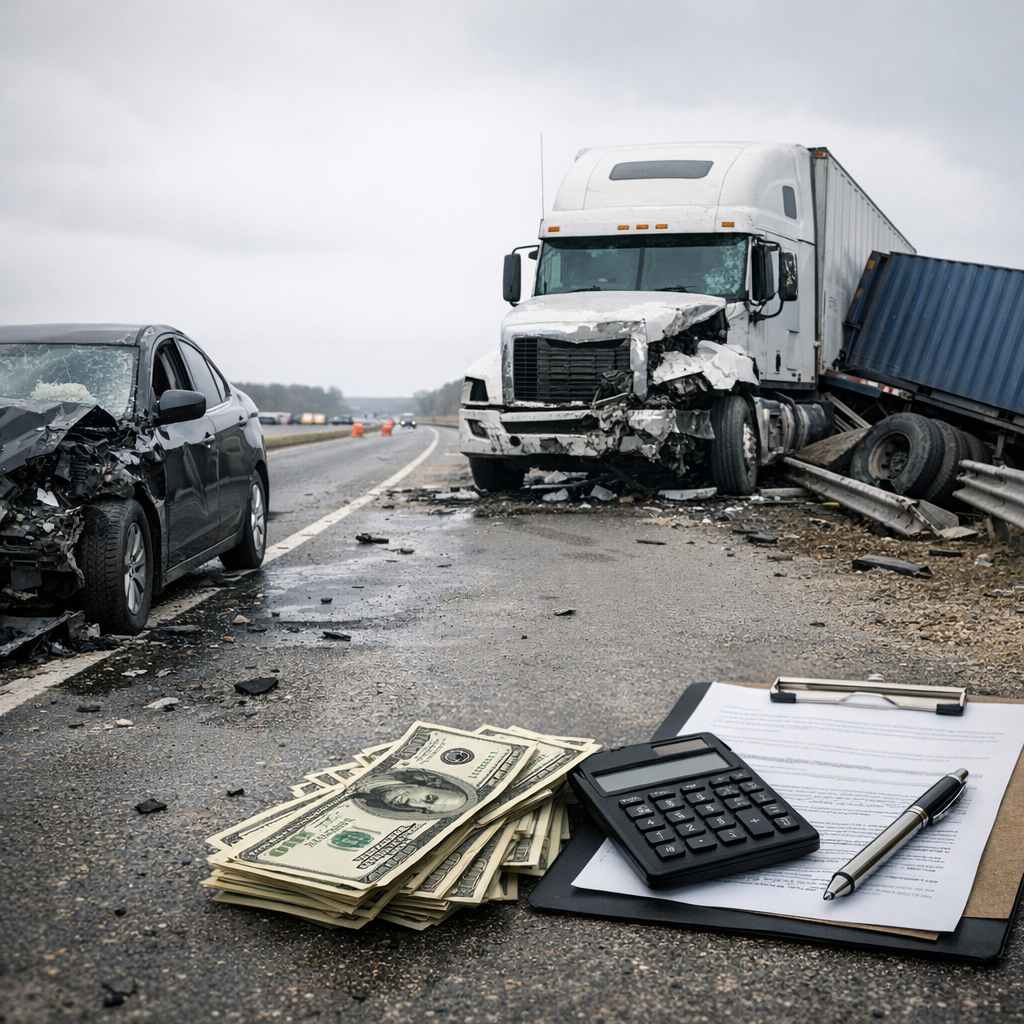 serious injury payout truck accident illustration for What is Average Payout for Serious Truck Accident Injuries?
