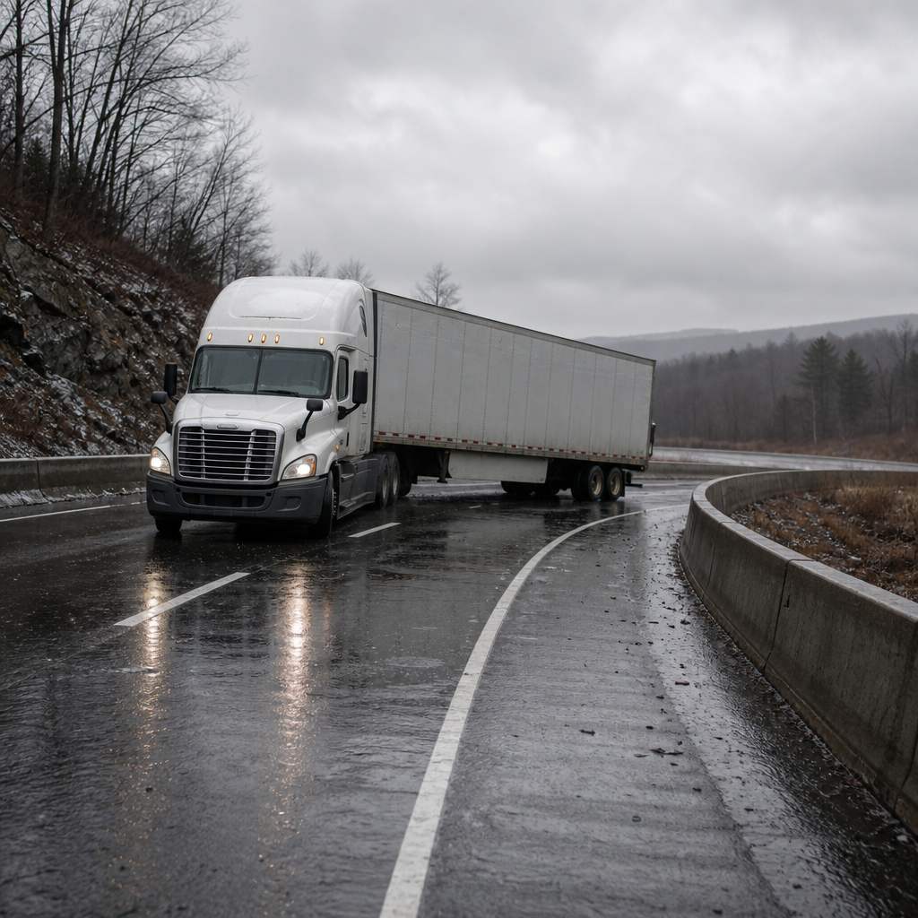 road conditions influence truck crash outcomes illustration for Road Conditions: A Key Factor in Truck Crash Outcomes